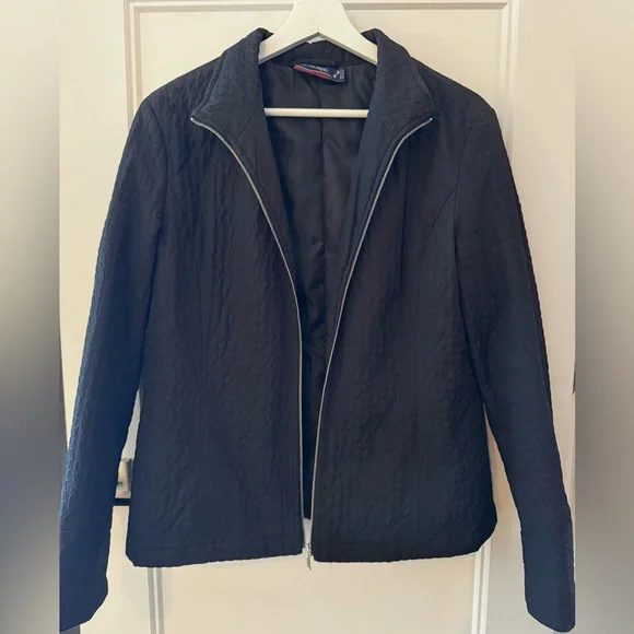 Denver Hayes Black Textured Minimalist Transitional Zip Jacket - Size M - Picture 2 of 9